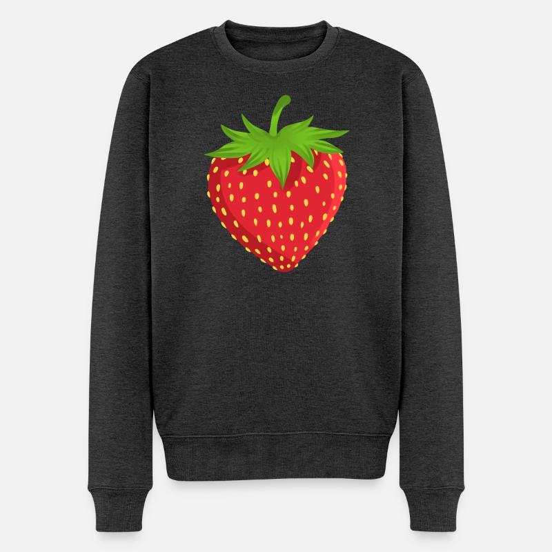 Erdbeere Obst - Männer Premium Bio Pullover - Anthrazit meliert