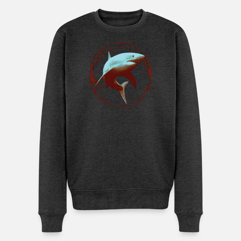 Weißer Hai - Männer Premium Bio Pullover - Anthrazit meliert