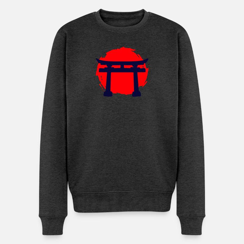 Japan Torii Tempel Sonnenuntergang Kunst Sunset - Männer Premium Bio Pullover - Anthrazit meliert