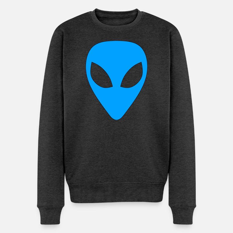 Alien - (Blau) - Männer Premium Bio Pullover - Anthrazit meliert
