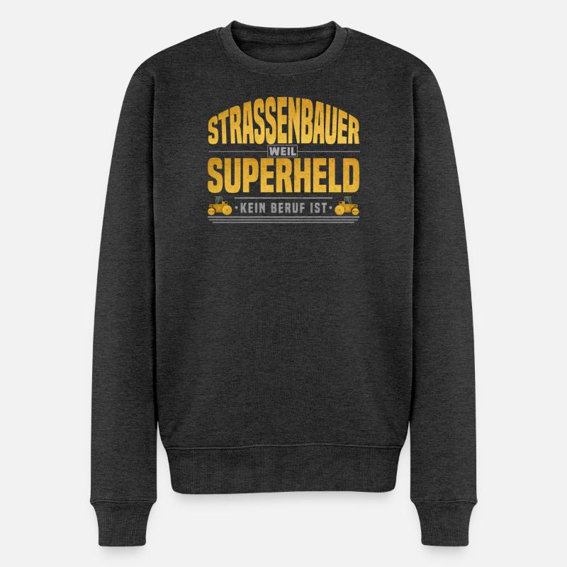 Strassenbauer Superheld - Männer Premium Bio Pullover - Anthrazit meliert
