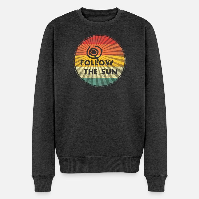 Folge der Sonne - Männer Premium Bio Pullover - Anthrazit meliert