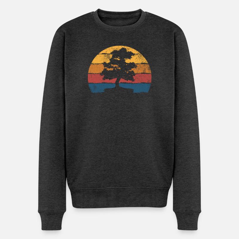 Bonsai-Baum Vintage - Männer Premium Bio Pullover - Anthrazit meliert