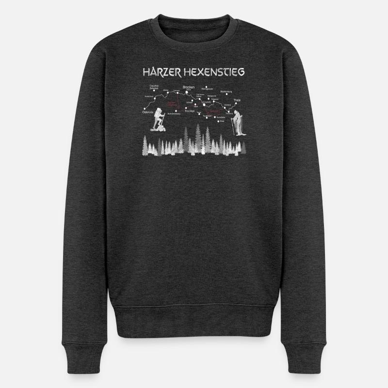 Harzer Hexenstieg - Brocken wandern, Wandergruppen - Männer Premium Bio Pullover - Anthrazit meliert