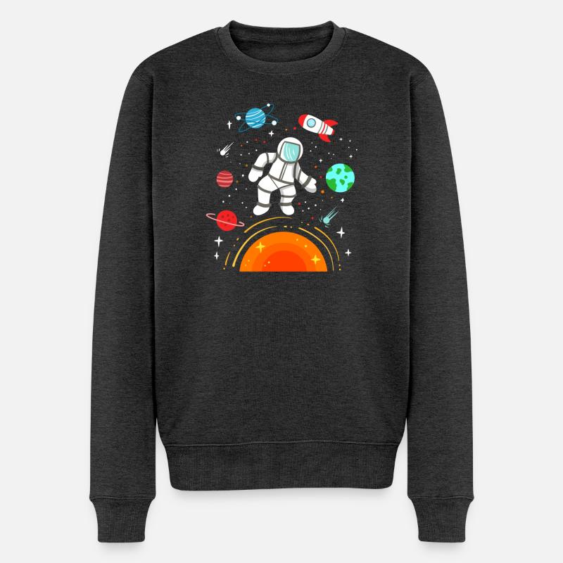 Astronaut Planeten Weltraum - Männer Premium Bio Pullover - Anthrazit meliert