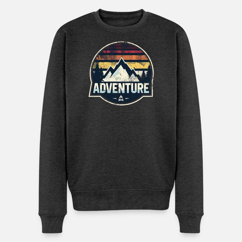 Adventure Mountain Patch - Männer Premium Bio Pullover - Anthrazit meliert