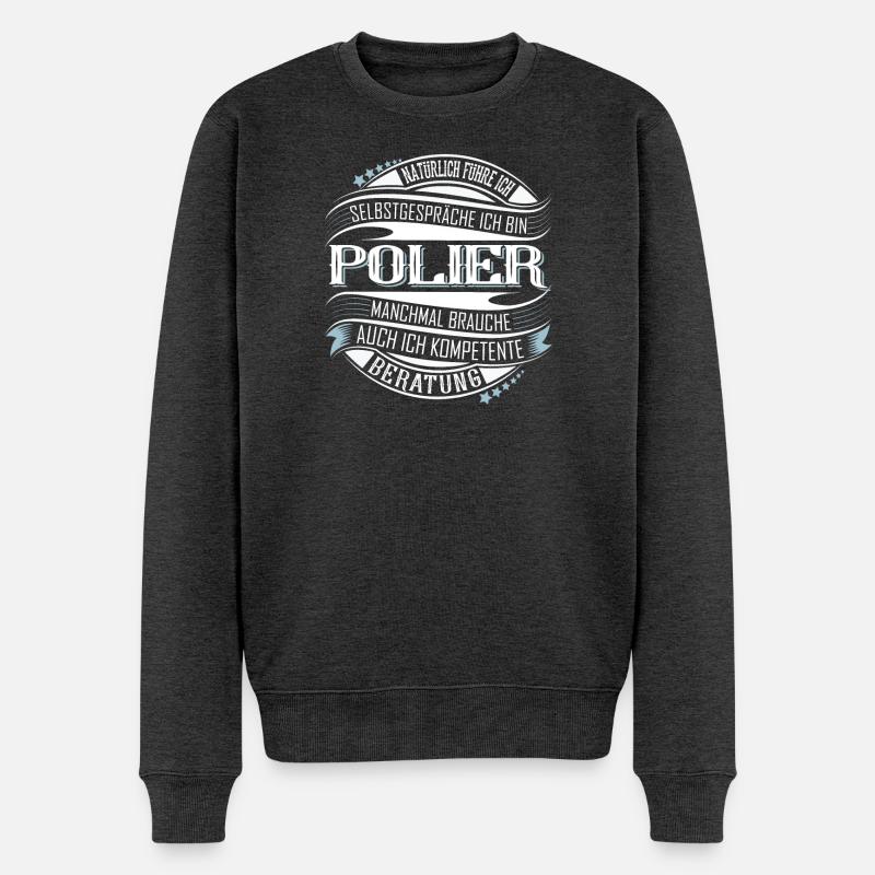 Polier - Männer Premium Bio Pullover - Anthrazit meliert