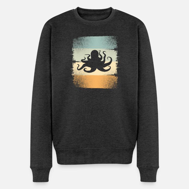 Oktopus Tintenfisch Krake - Männer Premium Bio Pullover - Anthrazit meliert