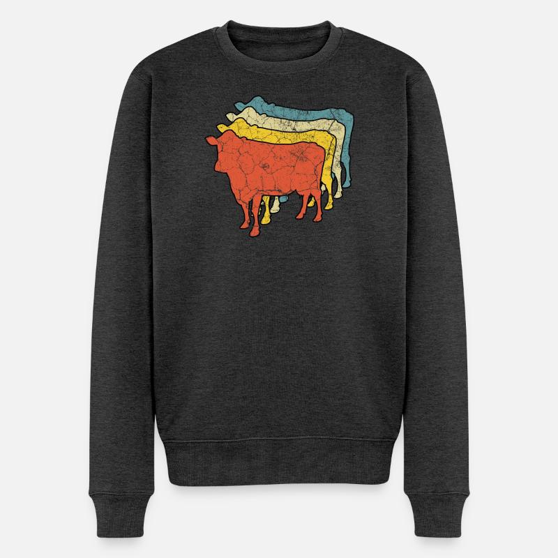 Kuh Kühe - Männer Premium Bio Pullover - Anthrazit meliert