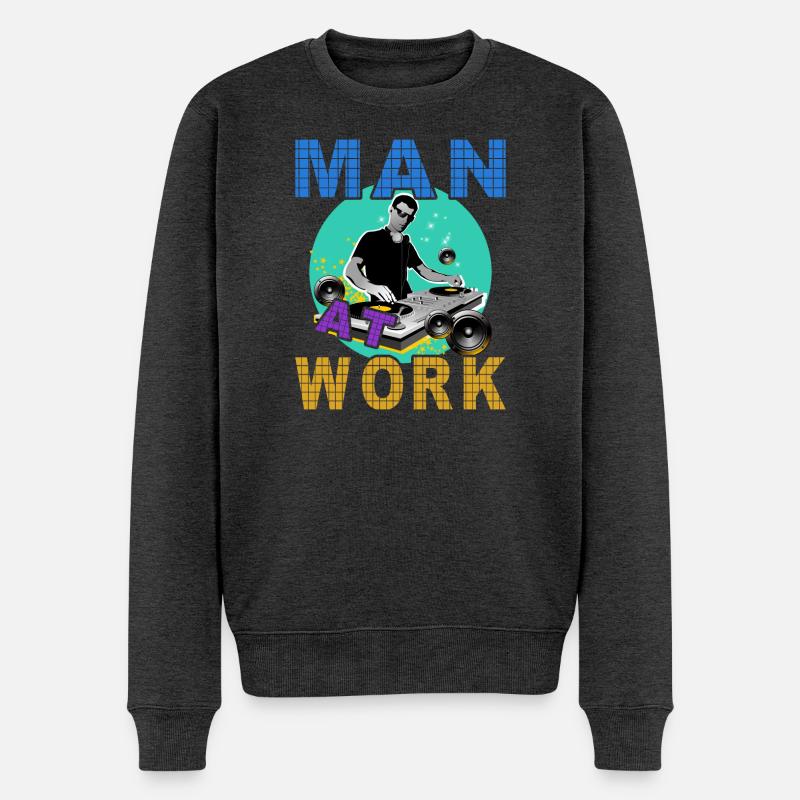 Dj Man at work - Männer Premium Bio Pullover - Anthrazit meliert