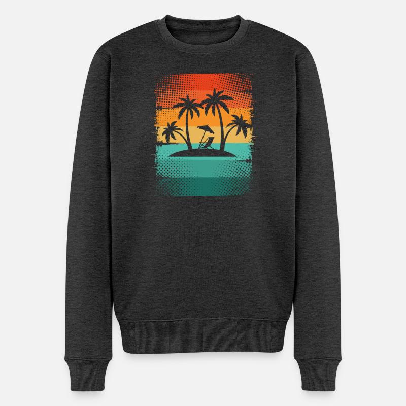 Kleine Insel Mit Palmen - Männer Premium Bio Pullover - Anthrazit meliert