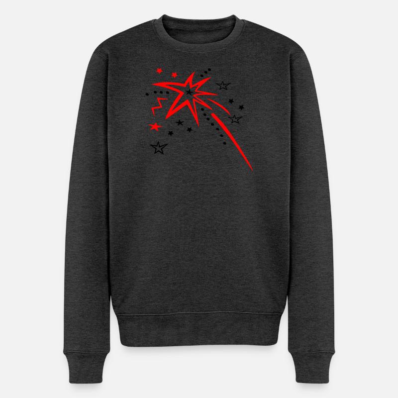 Sterne, Feuerwerk, Sternschnuppe - Männer Premium Bio Pullover - Anthrazit meliert