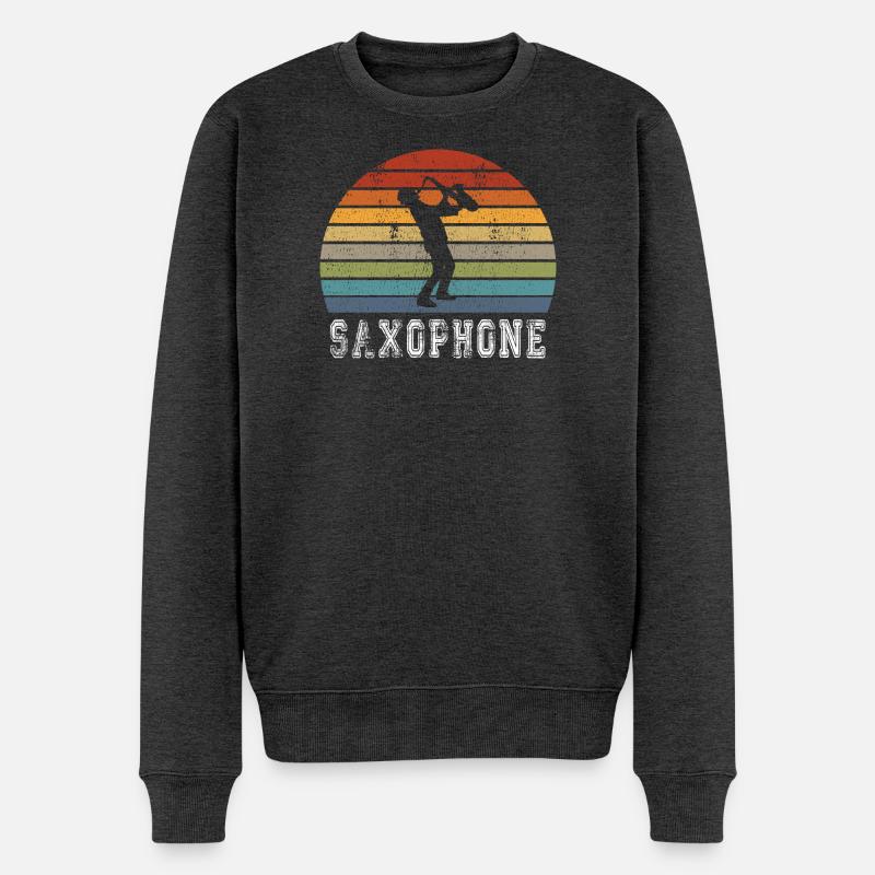 Saxophon Vintage Design - Männer Premium Bio Pullover - Anthrazit meliert