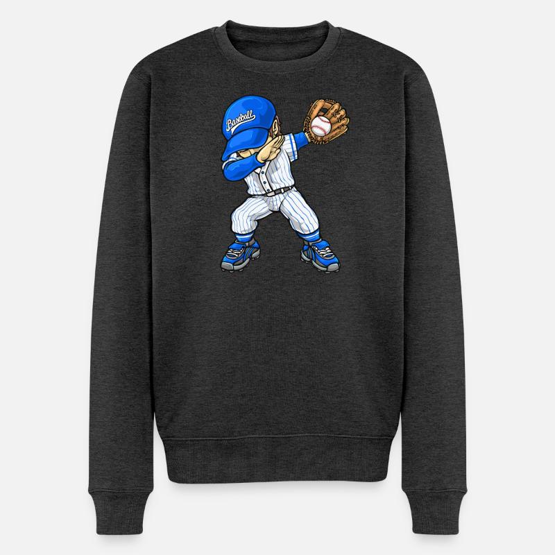 Dabbing Baseball Baseballspieler - Männer Premium Bio Pullover - Anthrazit meliert