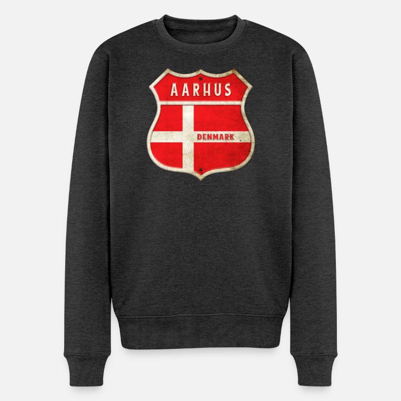 Aarhus Danemark Armoiries Drapeaux Design - Pull Premium bio Homme - anthracite chiné