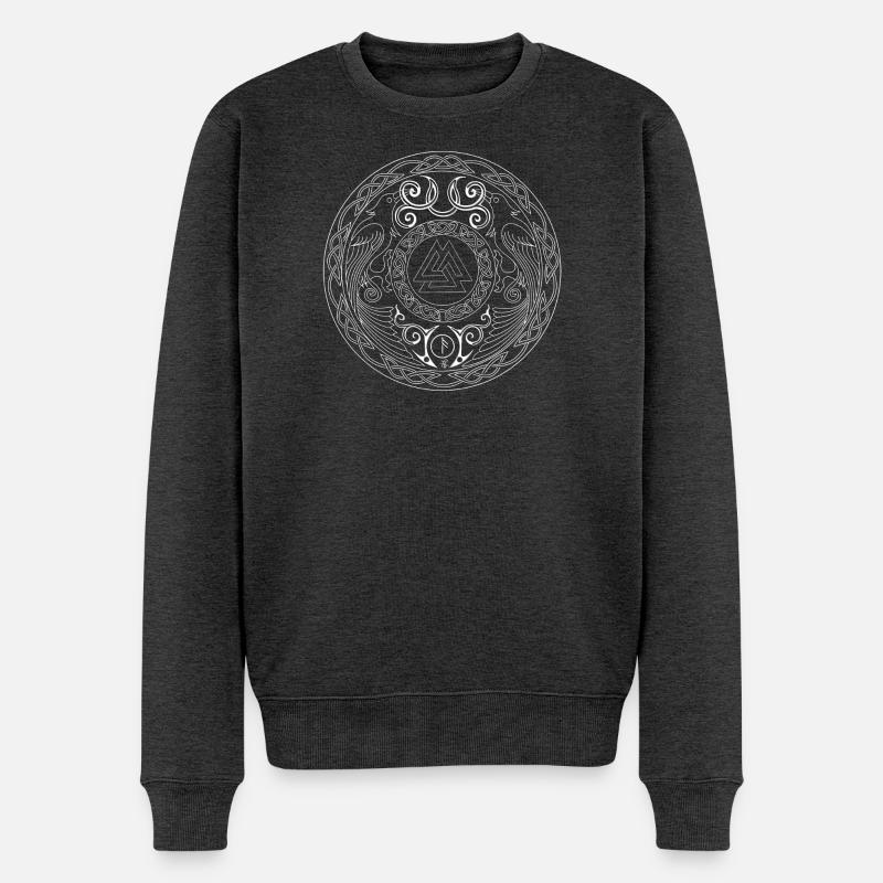 Mandala runique à triade centrale - Pull Premium bio Homme - anthracite chiné