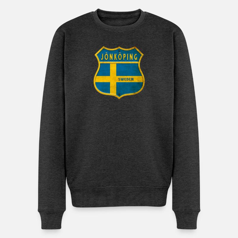 Jönköping Schweden Wappen Flaggen - Männer Premium Bio Pullover - Anthrazit meliert