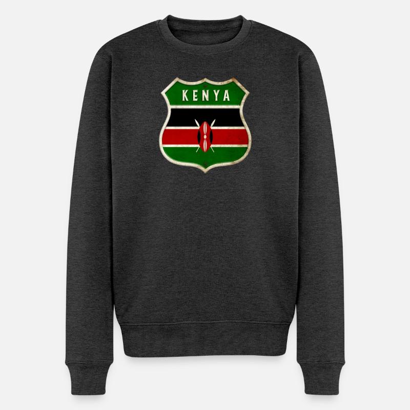 Kenia Wappen Flaggen Design - Männer Premium Bio Pullover - Anthrazit meliert