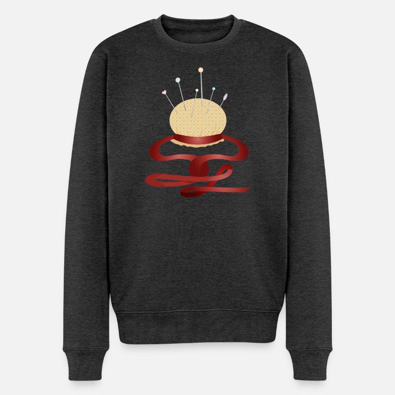 nostalgisches Nadelkissen mit Stecknadeln - Männer Premium Bio Pullover - Anthrazit meliert
