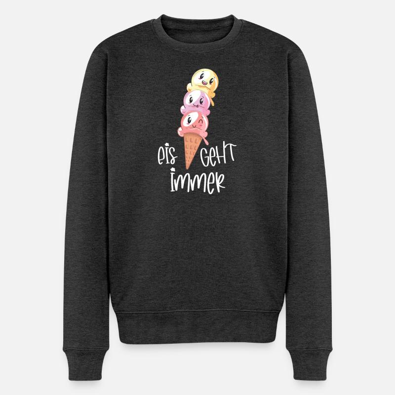 Eiscreme Lover Kawaii "Eis geht immer" - Männer Premium Bio Pullover - Anthrazit meliert