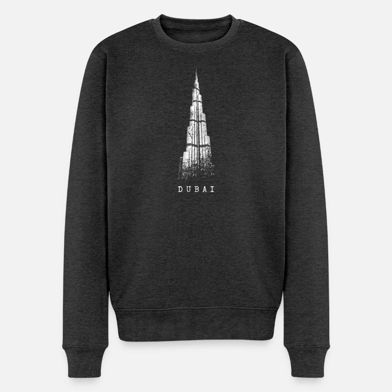 Dubai Burj Khalifa Vintage Silhouette Emirat VAE - Männer Premium Bio Pullover - Anthrazit meliert