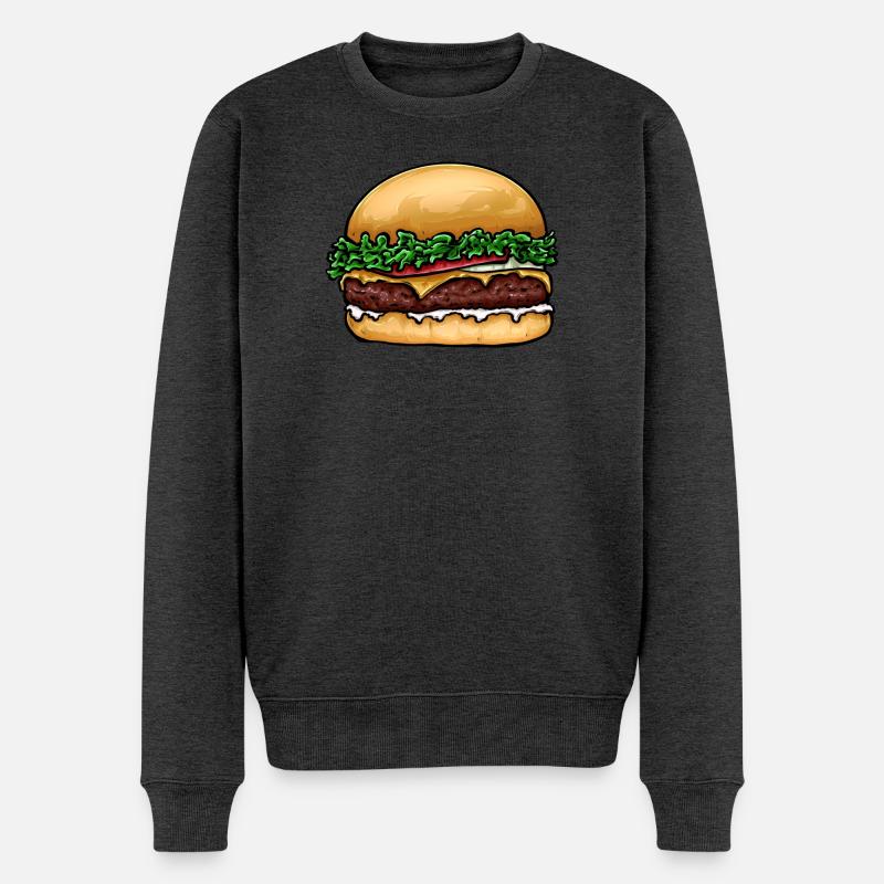 Hamburger Cheeseburger - Männer Premium Bio Pullover - Anthrazit meliert