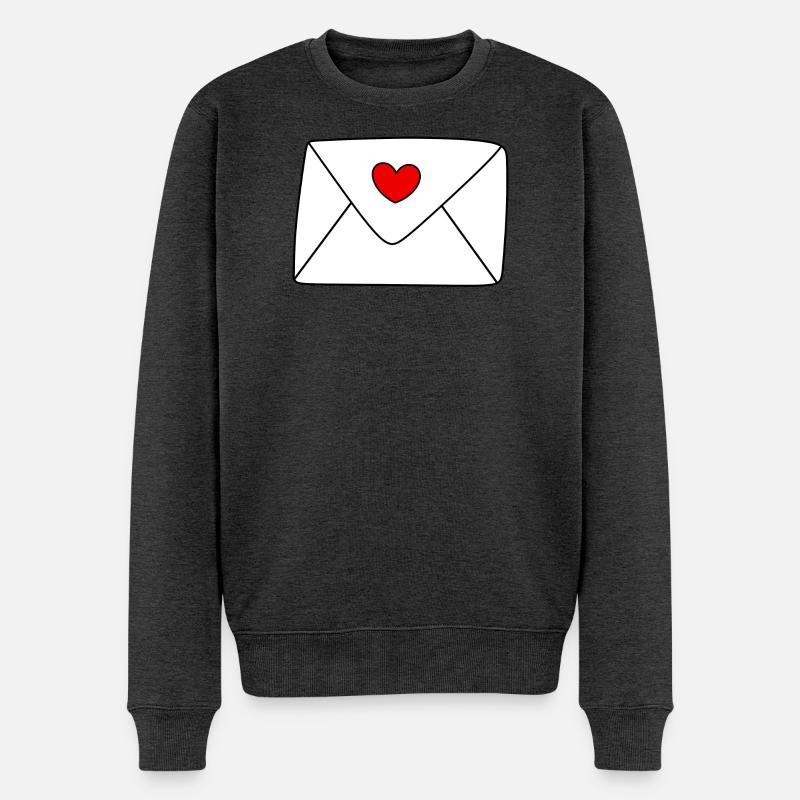 Herz Brief Liebesbrief Geschenk Valentinstag Paare - Männer Premium Bio Pullover - Anthrazit meliert