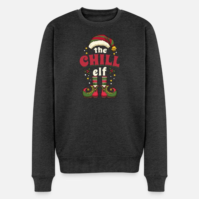Chill Elf Wichtel Weihnachten - Männer Premium Bio Pullover - Anthrazit meliert