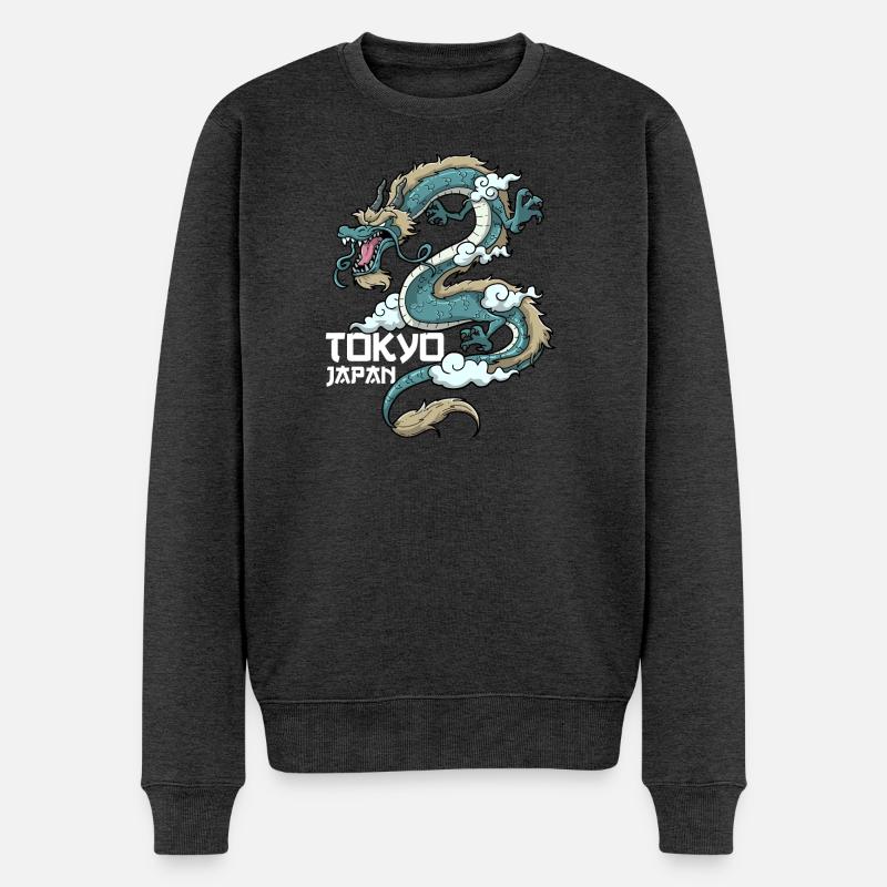 Japanischer Drache Tokio Japan - Männer Premium Bio Pullover - Anthrazit meliert
