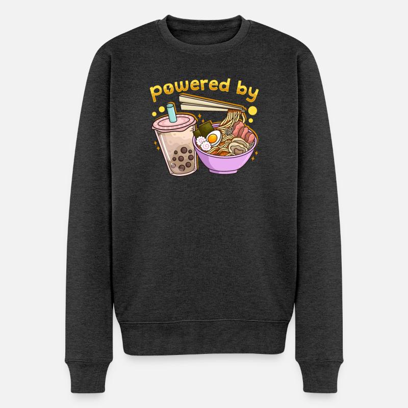 Bubble Tea Boba Ramen Kawaii - Männer Premium Bio Pullover - Anthrazit meliert