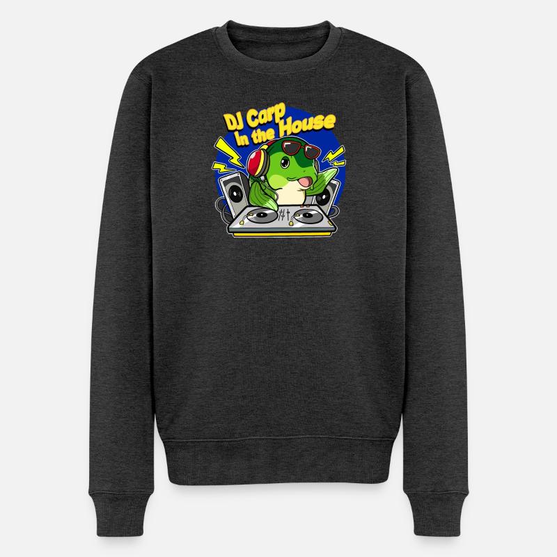 DJ Carp Im Haus Lustiges Angeldesign - Männer Premium Bio Pullover - Anthrazit meliert