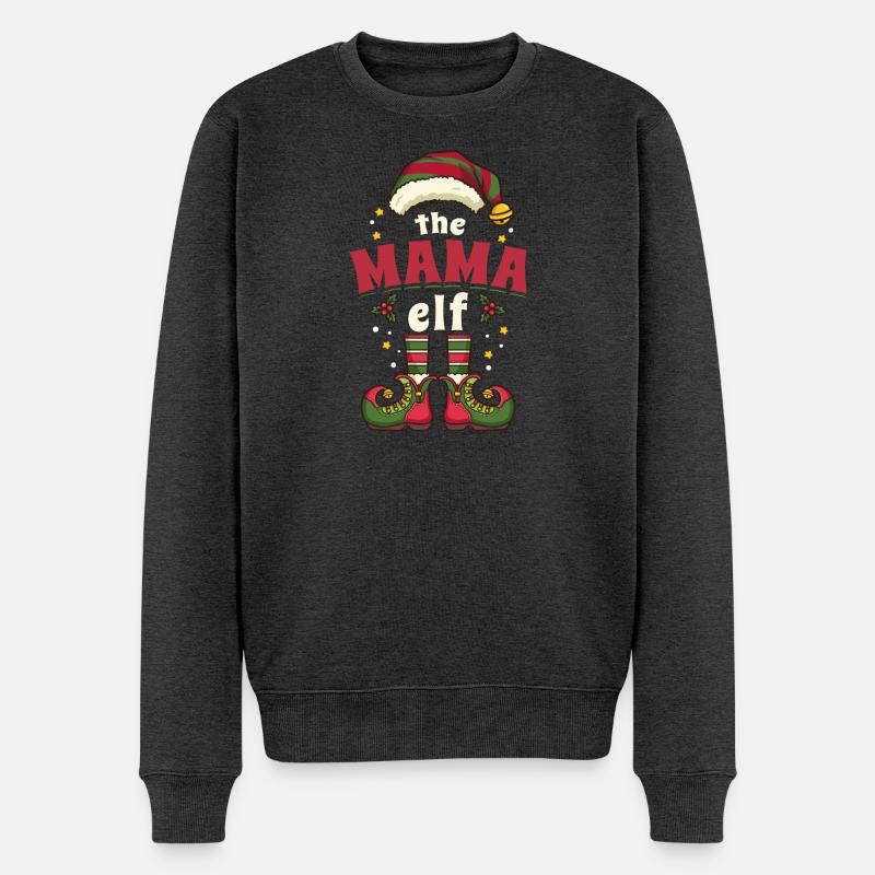 Mama Elf Wichtel Weihnachten - Männer Premium Bio Pullover - Anthrazit meliert