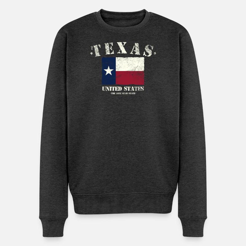 Texas - Männer Premium Bio Pullover - Anthrazit meliert