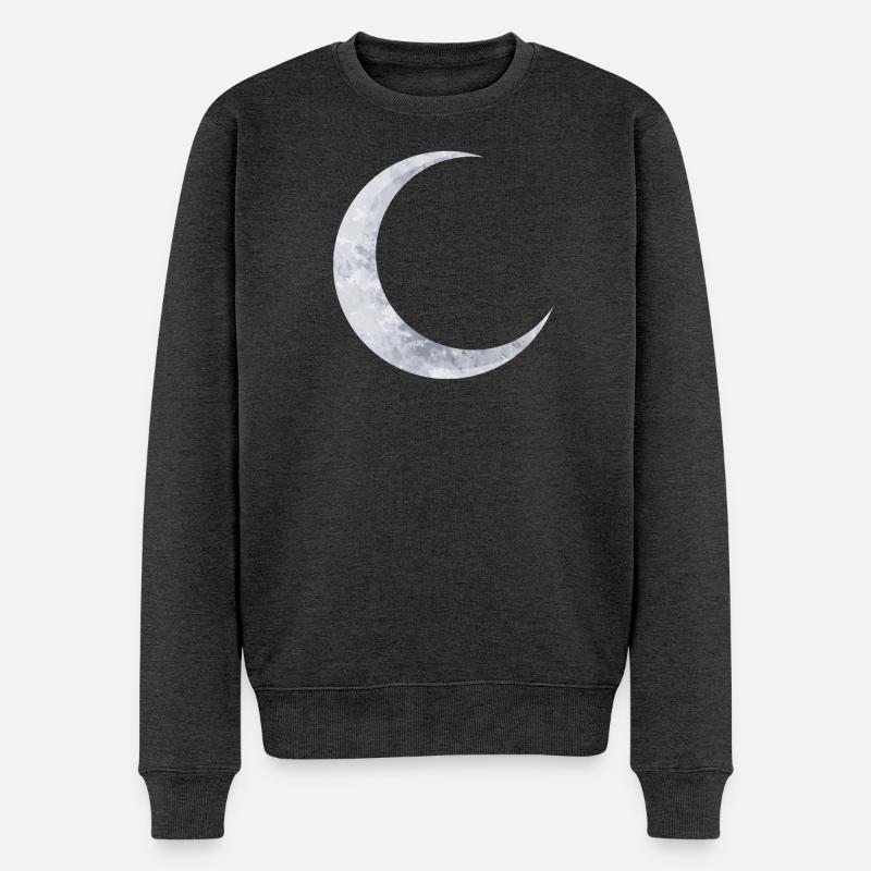 zart schimmernder Silberfarbener Mond - Männer Premium Bio Pullover - Anthrazit meliert