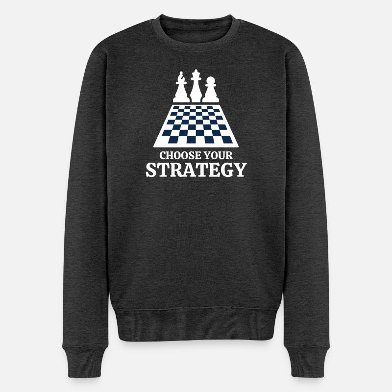 Schach, Schach, Schach und Mat - Männer Premium Bio Pullover - Anthrazit meliert