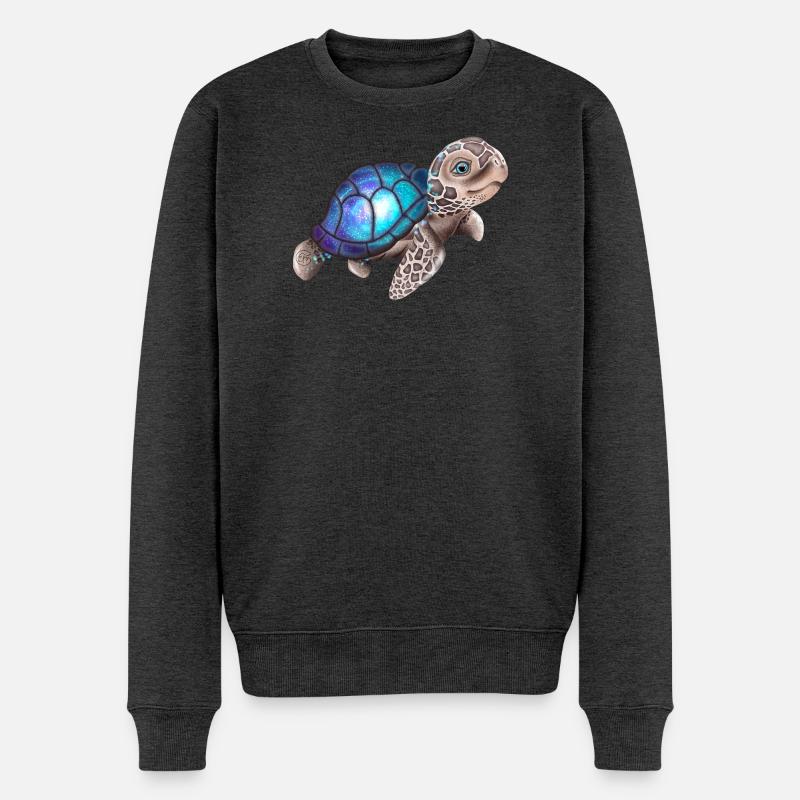 Schildkröte mit einer Galaxie - Männer Premium Bio Pullover - Anthrazit meliert