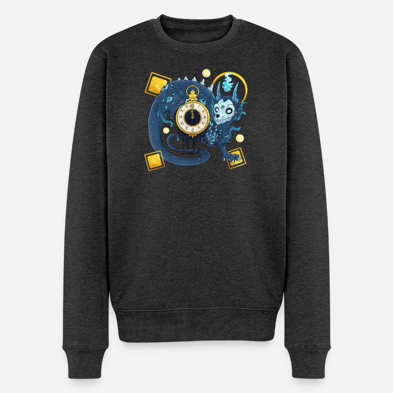 Blue Ink Spirits - Chinesischer Dämonenwächter der Zeit - Männer Premium Bio Pullover - Anthrazit meliert