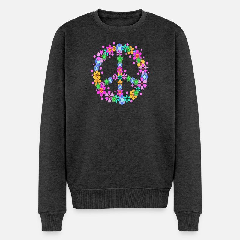 Friedenszeichen Menschheit Liebe Frieden Freiheit - Männer Premium Bio Pullover - Anthrazit meliert