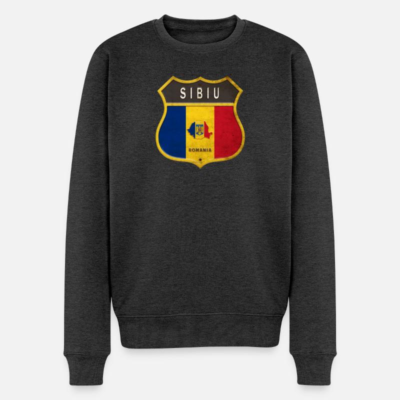 Sibiu Rumänien Wappen Design - Männer Premium Bio Pullover - Anthrazit meliert