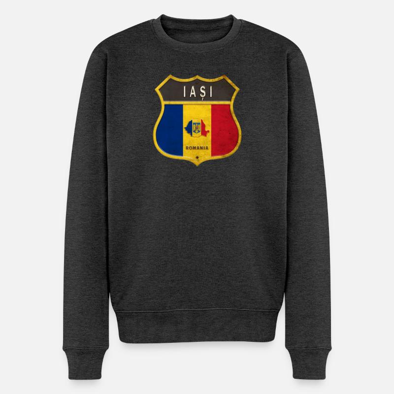Iași Rumänien Wappen Design - Männer Premium Bio Pullover - Anthrazit meliert
