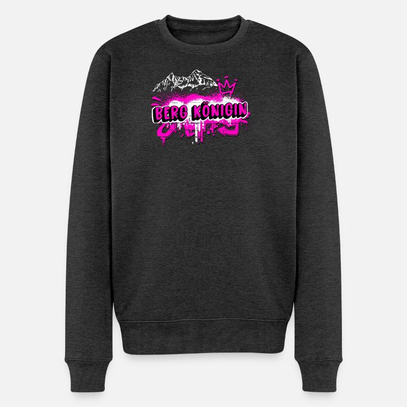 Graffitti psd Berg königin2 - Männer Premium Bio Pullover - Anthrazit meliert