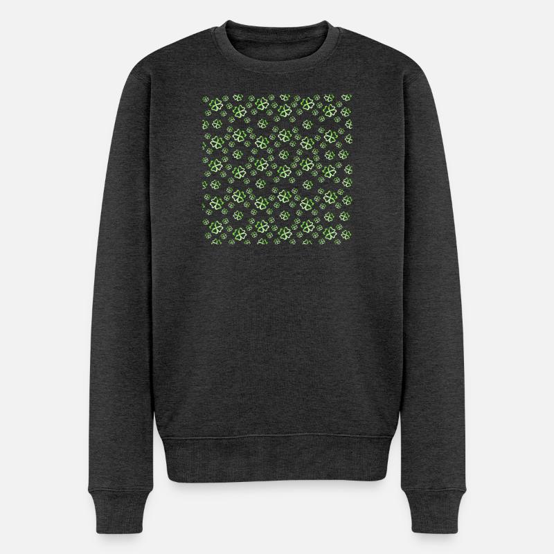 St Patrick´s Day, Kleeblätter Muster - Männer Premium Bio Pullover - Anthrazit meliert