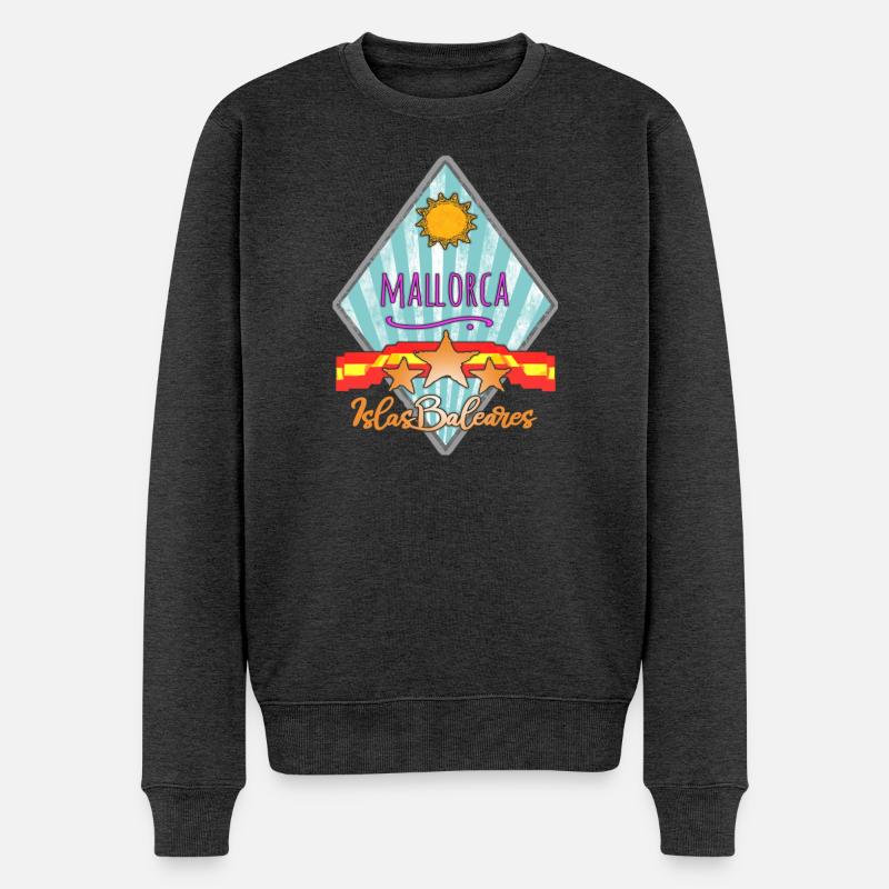 Mallorca Island Sterne Design - Männer Premium Bio Pullover - Anthrazit meliert