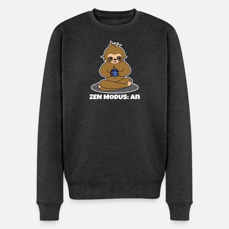 Kaffeetrinker Kaffee Trinken Faultier Kaffeetasse - Männer Premium Bio Pullover - Anthrazit meliert