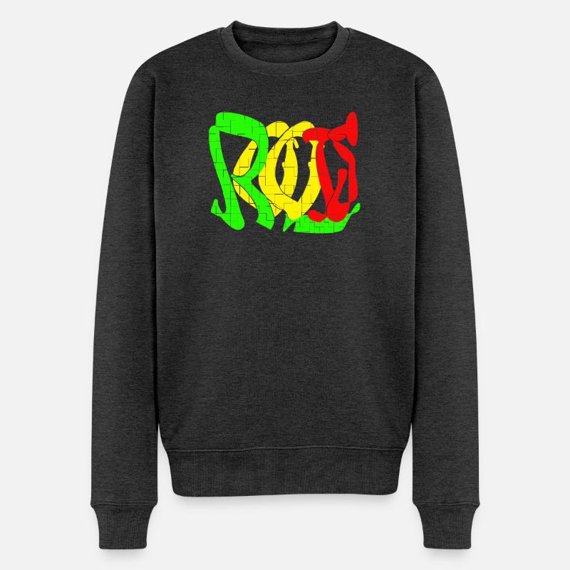 Motif de blocs de couleur Rasta - Pull Premium bio Homme - anthracite chiné