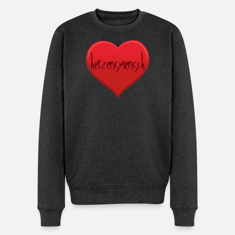 Herzensmensch - Männer Premium Bio Pullover - Anthrazit meliert