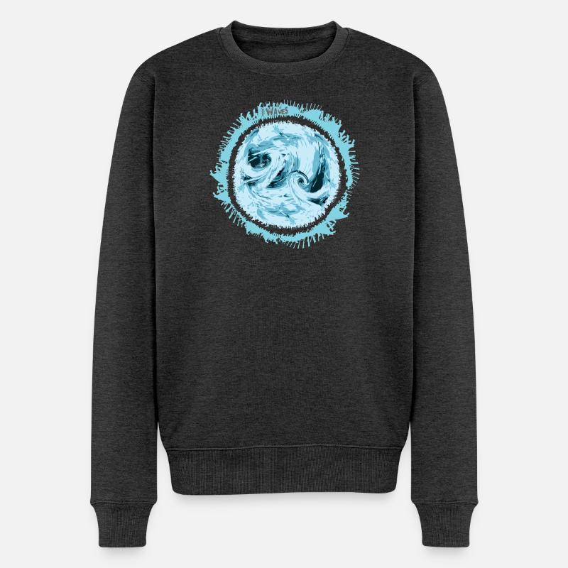 Stürmischer Wasserwirbel Design - Männer Premium Bio Pullover - Anthrazit meliert