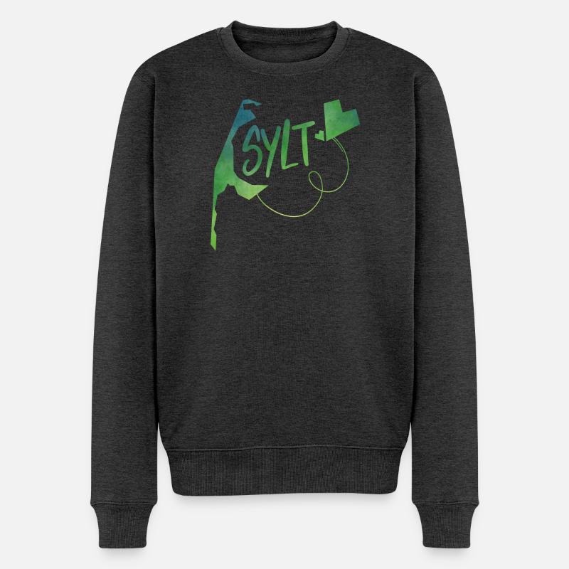 Sylt - Männer Premium Bio Pullover - Anthrazit meliert