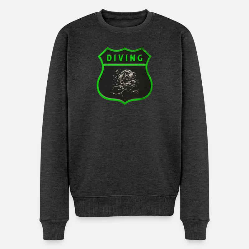 Taucher Wappen Design - Männer Premium Bio Pullover - Anthrazit meliert