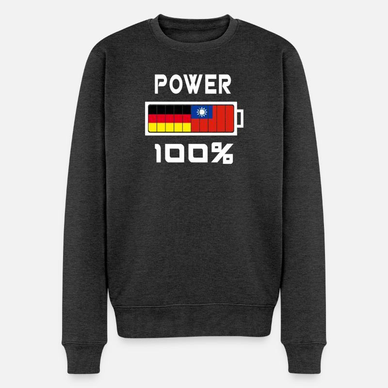 Deutschland und Taiwan Power 100% - Männer Premium Bio Pullover - Anthrazit meliert